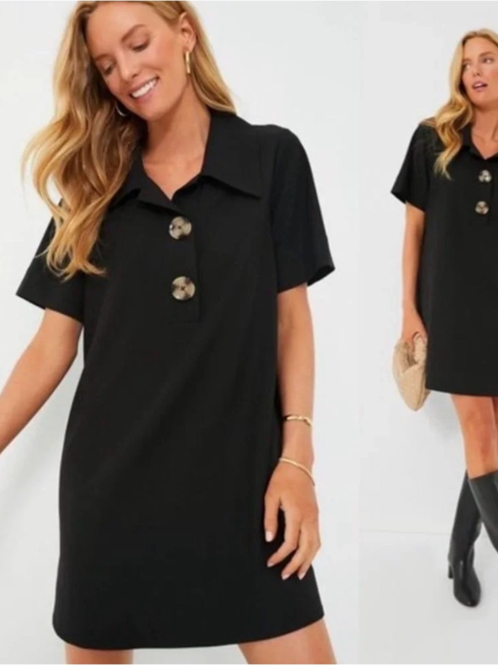 NWT Tuckernuck Scout Polo Dress with Oversized Tortoiseshell Buttons Size S